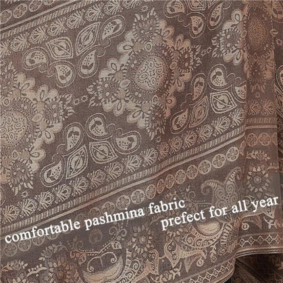 Pashmina Shawl Wrap with Ethnic Brown - Picture 6 of 6